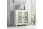 34" Antique White Wood Accent Cabinet With Glass + Wood Doors - Room