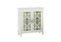 34" Antique White Wood Accent Cabinet With Glass + Wood Doors - Signature