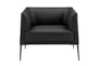 Mani Black Leather Lounge Arm Chair with Matte Black Legs - Signature