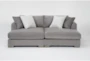 Pierson Oversized Grey Chenille 88" Double Chaise Lounge - Front