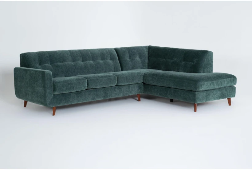 Allie Midnight Jade Green 111" 2 Piece Queen Sleeper Sectional with Right Arm Facing Sleeper Corner Chaise - 360