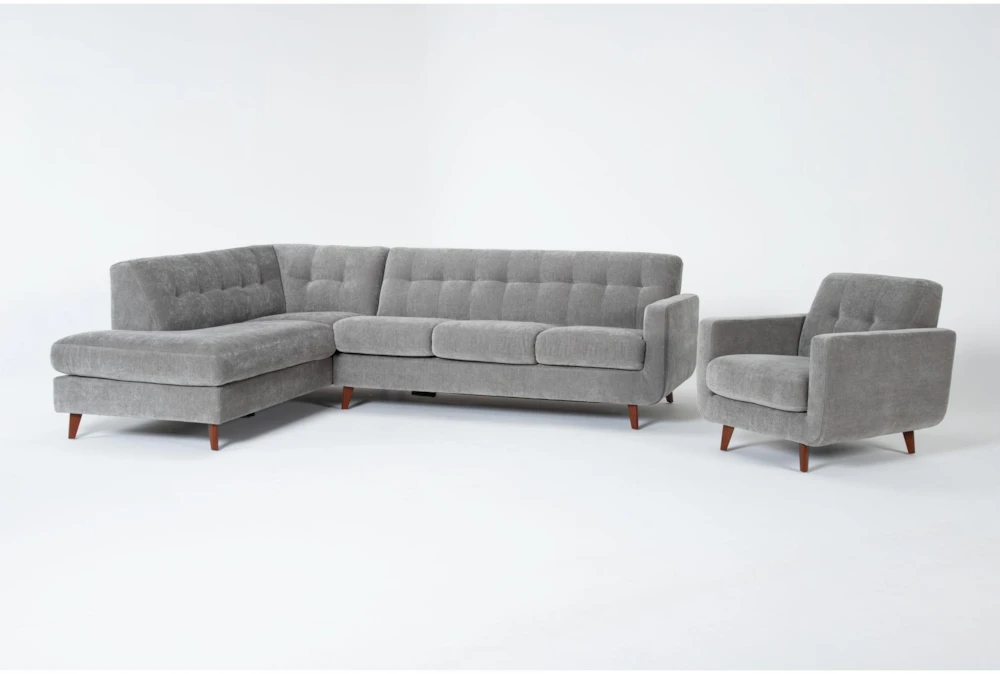 Allie Grey 111" 2 Piece Queen Sleeper Sectional with Left Arm Facing Corner Chaise & Chair
