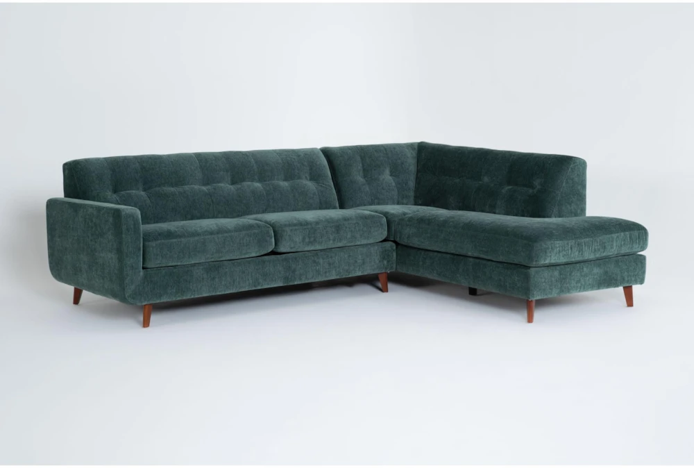 Allie Midnight Jade Green 108" 2 Piece Sectional with Right Arm Facing Corner Chaise