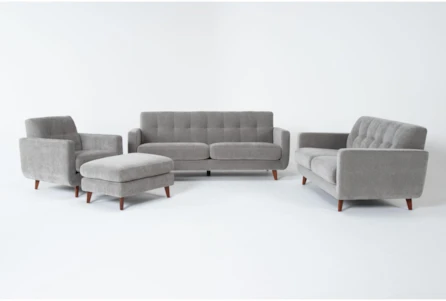 Allie Grey 4 Piece Sofa/Loveseat/Chair/Ottoman