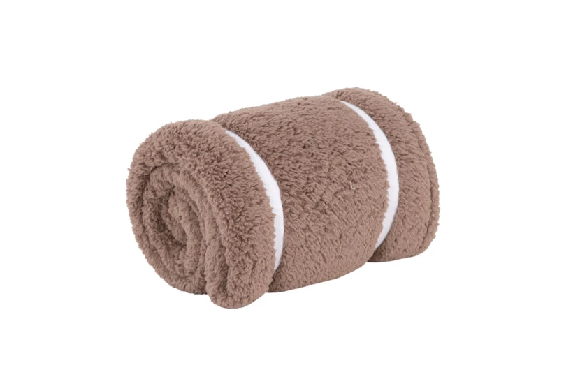 50X60 Brown Sherpa Hooded Throw With Pocket - 360