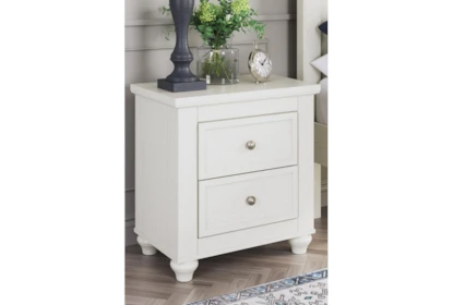 Nightstand with Wireless Charging Station - 2-Drawer - White