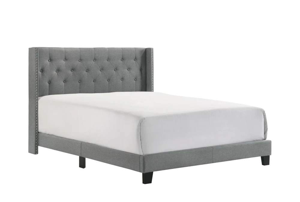 Melia Grey Full Tufted Upholstered Panel Bed