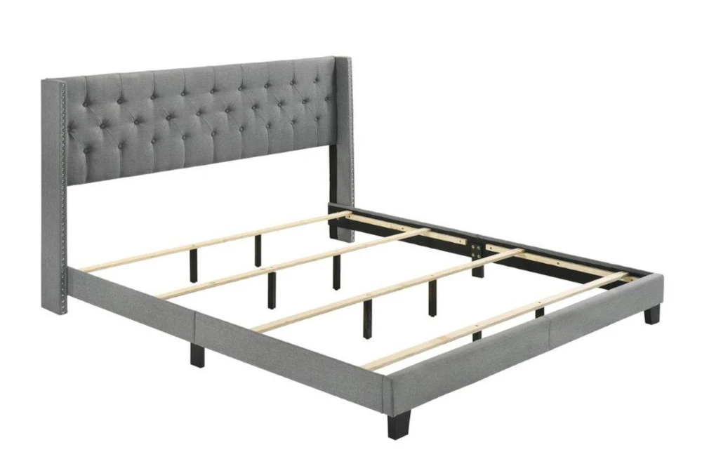 Melia Grey King Tufted Upholstered Panel Bed