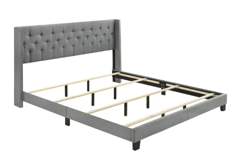 Melia Grey King Tufted Upholstered Panel Bed - 360