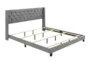 Melia Grey King Tufted Upholstered Panel Bed - Slats