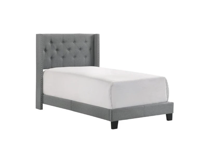 Melia Grey Twin Tufted Upholstered Panel Bed - 360
