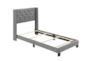Melia Grey Twin Tufted Upholstered Panel Bed - Slats