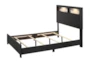 Cady Black Queen Bookcase Bed With LED Lighting - Slats