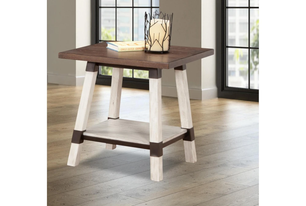 Elm Two Tone End Table With Storage