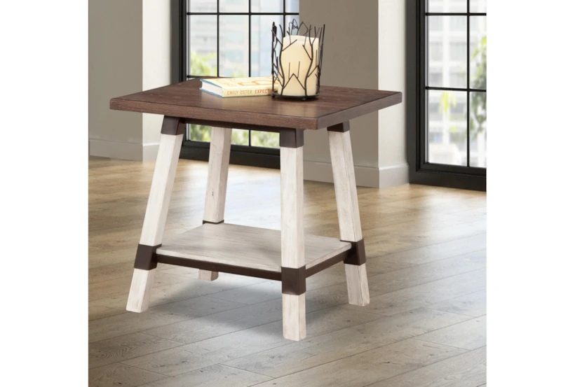 Elm Two Tone End Table With Storage - 360