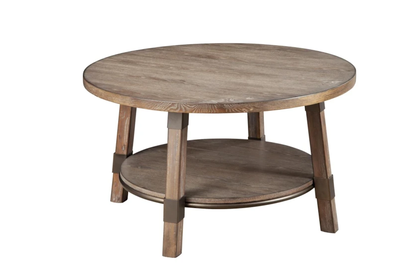 Elm Round Coffee Table With Storage - 360
