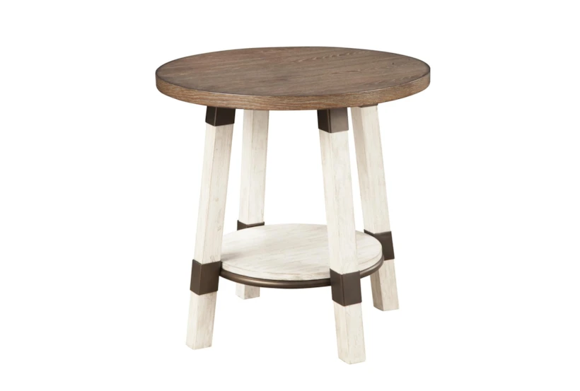 Elm Round Two Tone End Table With Storage - 360