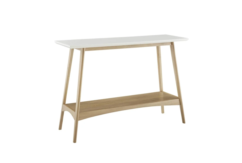 Zena Off-White/Natural Console Table With Storage