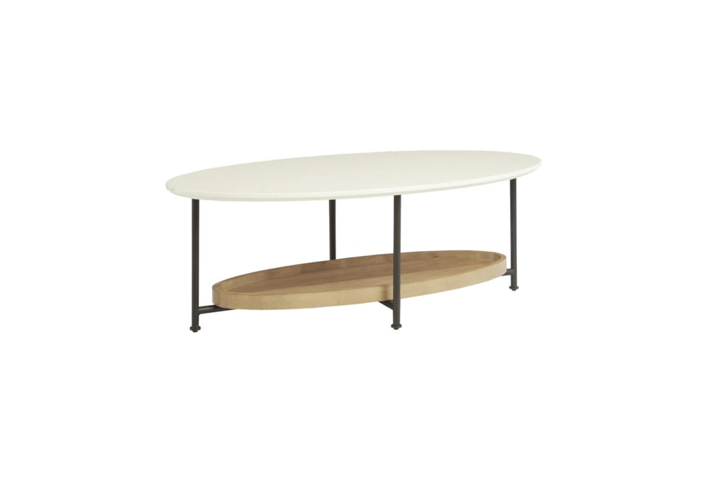Monte Oval White/Natural Coffee Table With Storage