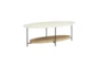 Monte Oval White/Natural Coffee Table With Storage - Signature
