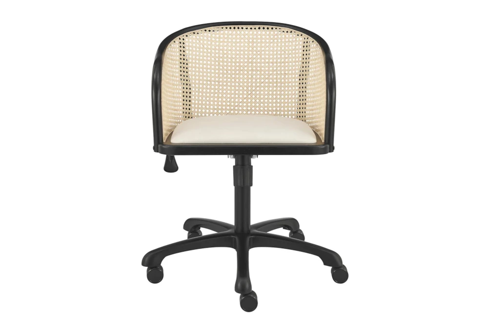 Hedda Rolling Office Desk Chair With Beige Velvet Seat