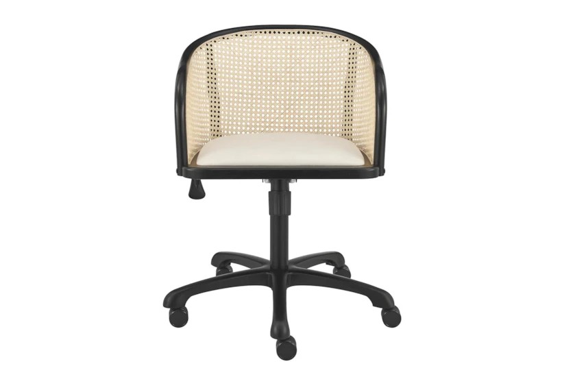 Hedda Rolling Office Desk Chair With Beige Velvet Seat - 360