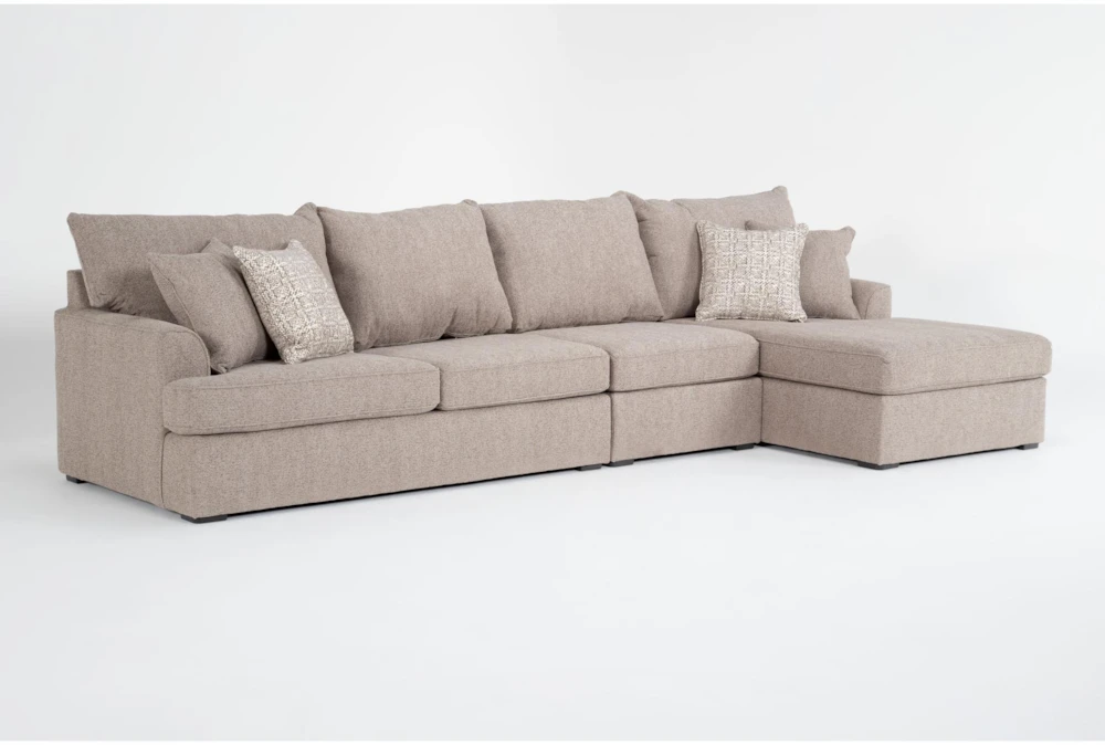 Belinha II Taupe 3 Piece Full Sleeper Sectional with Right Arm Facing Chaise