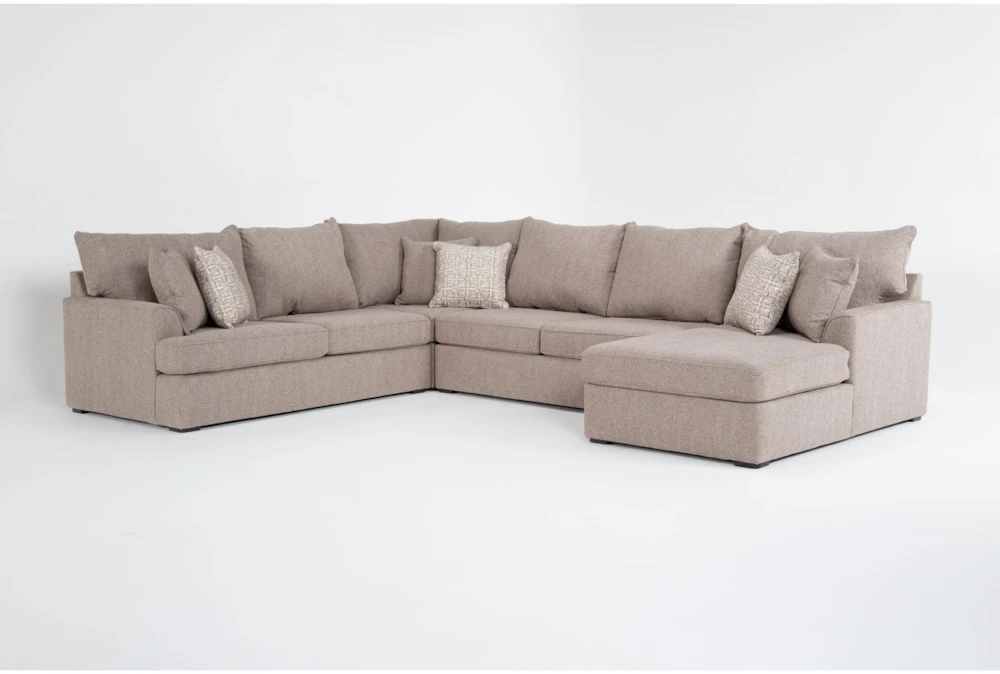 Belinha II Taupe 4 Piece Sectional with Right Arm Facing Chaise