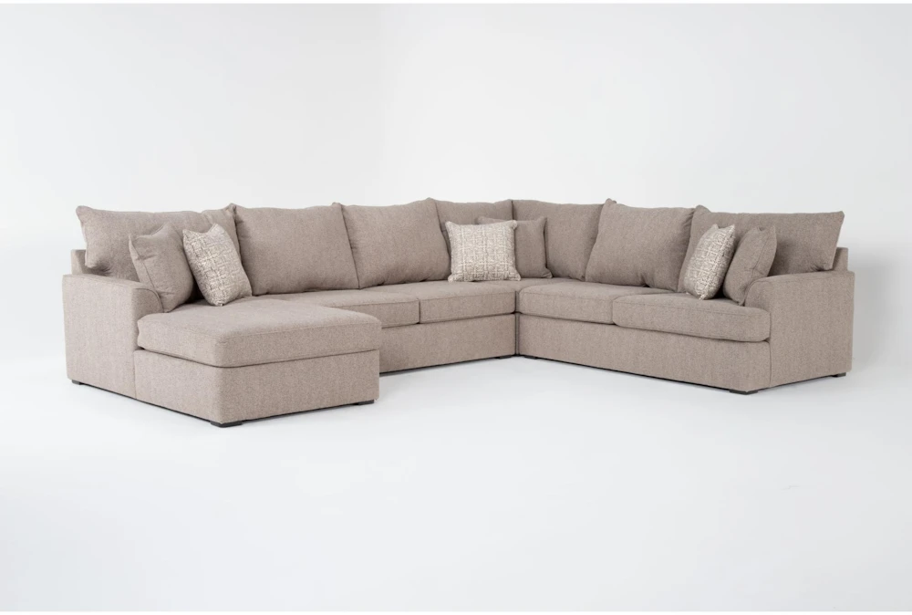 Belinha II Taupe 4 Piece Full Sleeper Sectional with Left Arm Facing Chaise