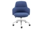 Mona Blue Fabric With Polished Aluminum Base Rolling Office Desk Chair - Signature