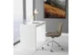 Lior Taupe Rolling Office Desk Chair With Polished Aluminum Base - Detail