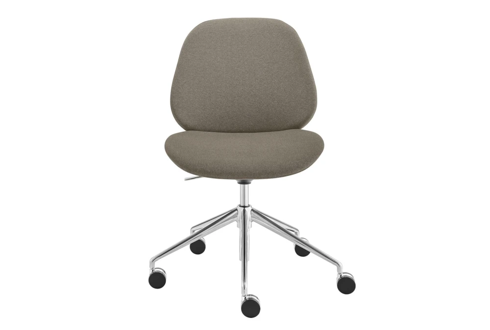 Lior Taupe Rolling Office Desk Chair With Polished Aluminum Base