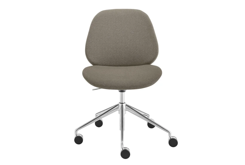 Lior Taupe Rolling Office Desk Chair With Polished Aluminum Base - 360