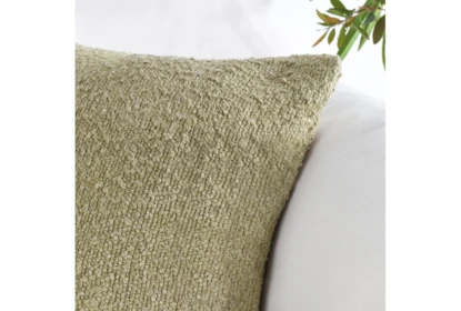 22X22 Wheat Green Boucle Square Throw Pillow