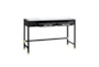 Palma 47" Charcoal Grey Rattan Desk With  Glass Desk Top + 2 Drawers - Detail