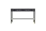 Palma 47" Charcoal Grey Rattan Desk With  Glass Desk Top + 2 Drawers - Front