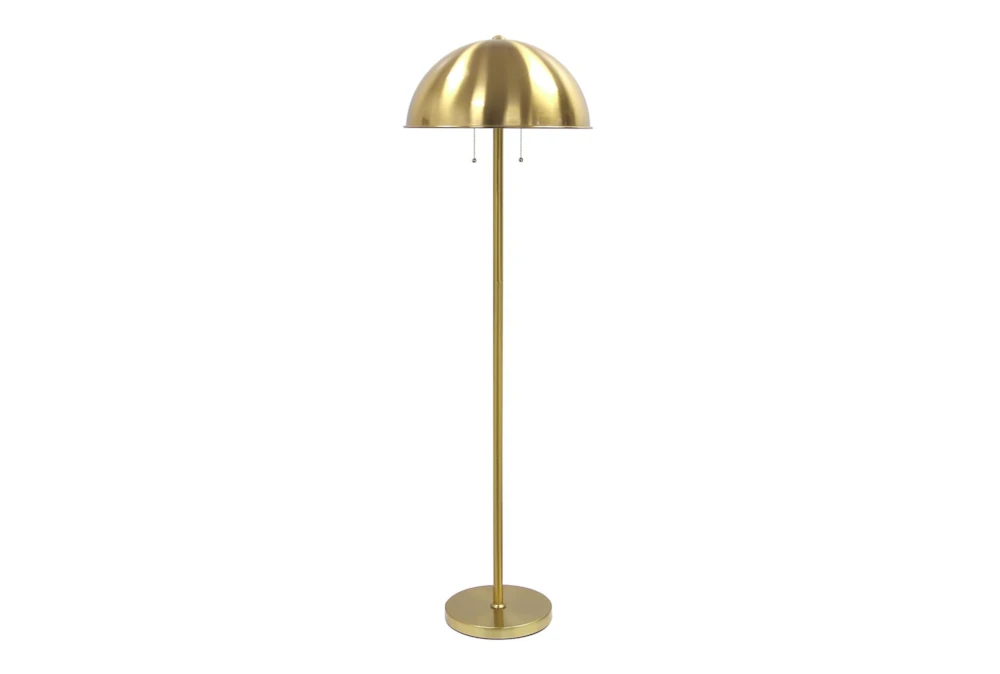 59" Brushed Gold Brass Mushroom Dome Stick Floor Lamp