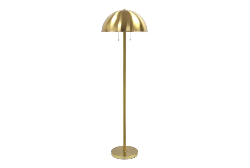 59" Brushed Gold Brass Mushroom Dome Stick Floor Lamp - 360