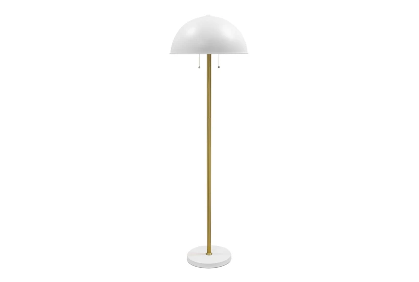 59" White + Antique Brass Mushroom Dome Stick Floor Lamp - 360