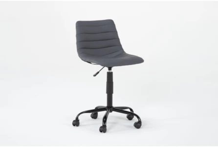 Rhea Grey Faux Leather Rolling Office Desk Chair - Main