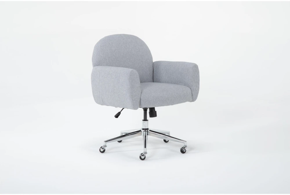 Kyra Grey Upholstered Rolling Office Desk Chair