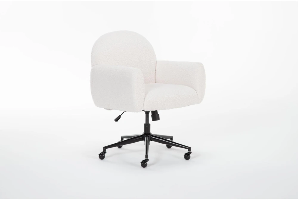 Kyra Ivory Boucle Rolling Office Desk Chair