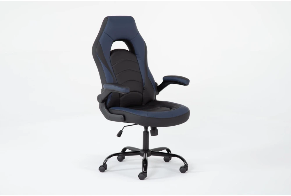 Loki Black & Blue Rolling Office Gaming Desk Chair