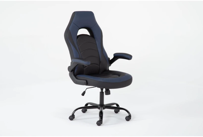 Loki Black & Blue Rolling Office Gaming Desk Chair - 360