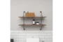 37X29 Black Metal + Brown Wood Industrial 2 Tier Wall Shelf - Room