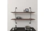37X29 Black Metal + Brown Wood Industrial 2 Tier Wall Shelf - Room