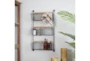 18X31 Black Metal + Wood 4 Hanging Basket Farmhouse Wall Shelf - Room