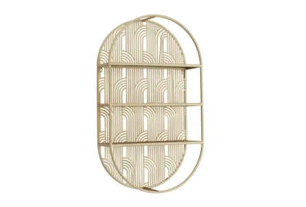 16X28 Gold Metal Oval Art Deco Glam Wall Shelf