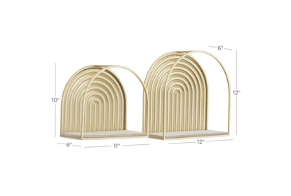 13X13 Gold Metal Arch Contemporary Wall Shelf Set Of 2 - Detail