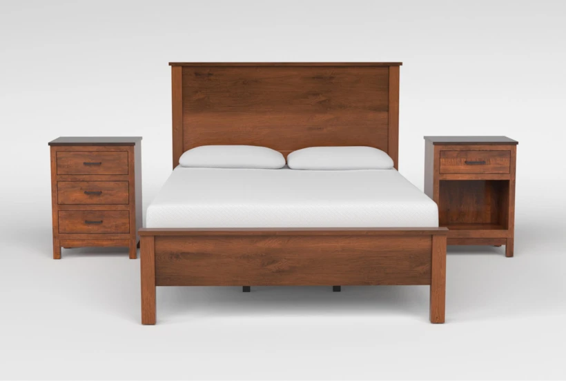 Reagan Asbury II California King Wood 3 Piece Bedroom Set With 1-Drawer & 3-Drawer Nighstand - 360